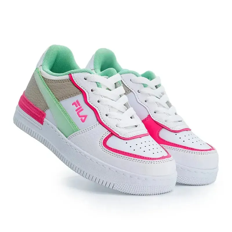 FILA Riley Kids Sneaker - White/Pink/Mint - Image 3
