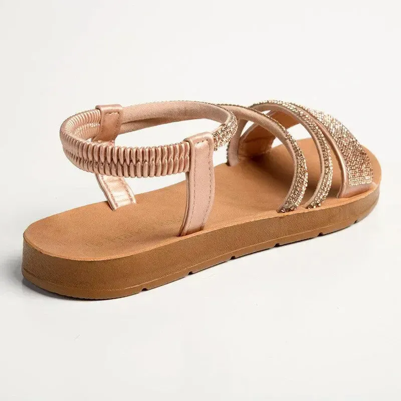 Franco Rossi Rose Ladies Bling Sandal - Rose Gold - Image 4