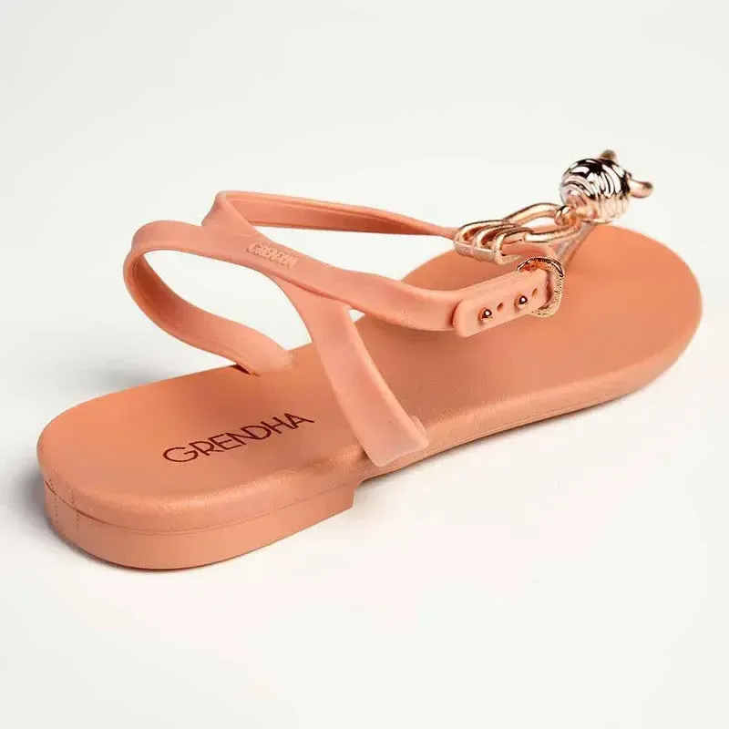 Grendha Slingback Sandals with Metal Trim - Nude - Image 3