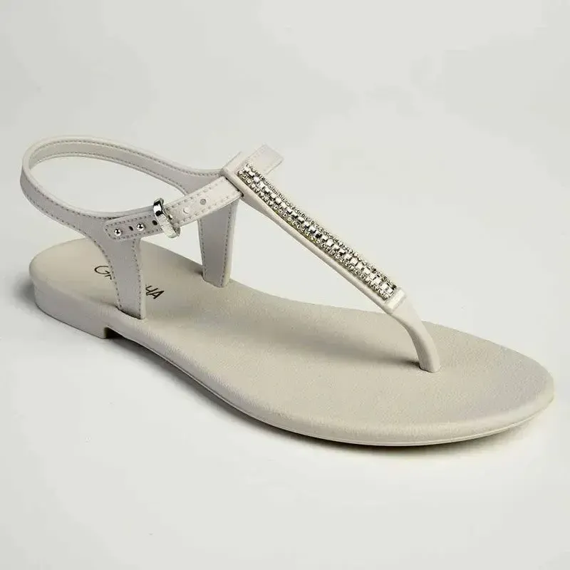 Grendha Slingback Sandals with Silver Trim - Grey - Image 3