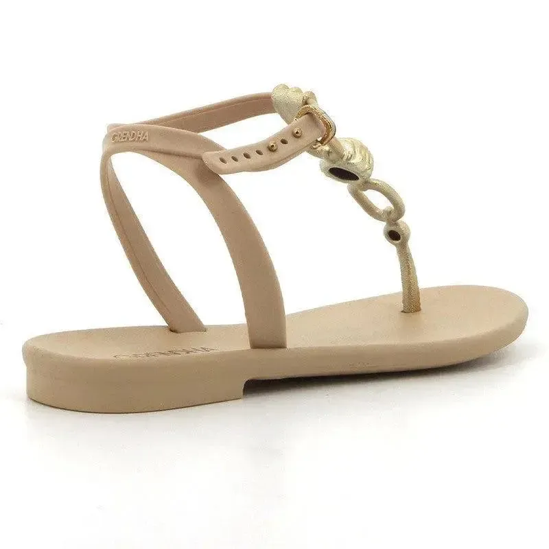 Grendha Slingback Sandals with Trim - Beige/Gold - Image 3