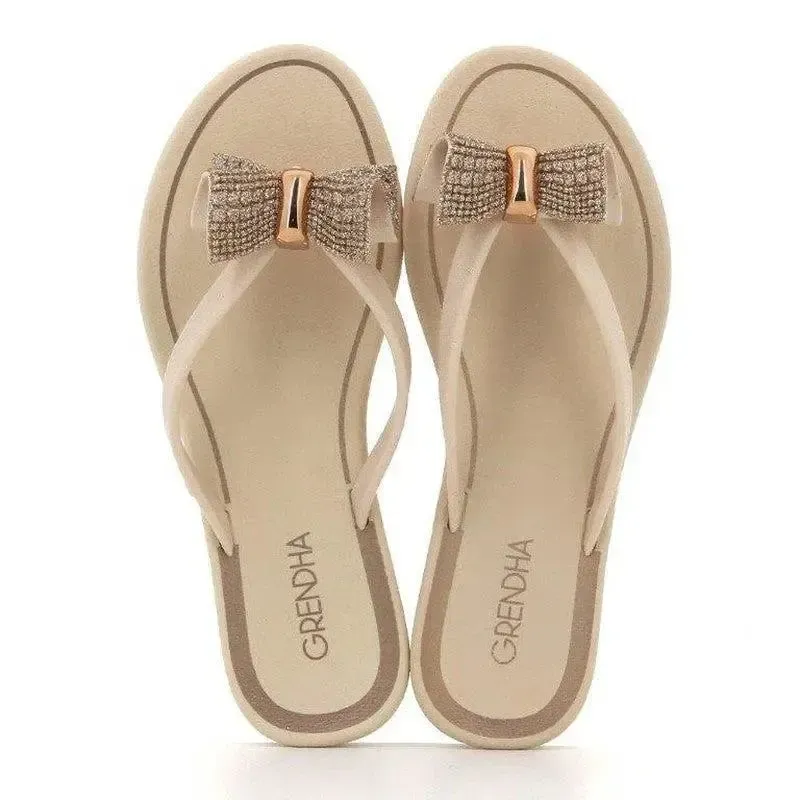 Grendha Thong With Bow Sandals  - Off White - Image 4