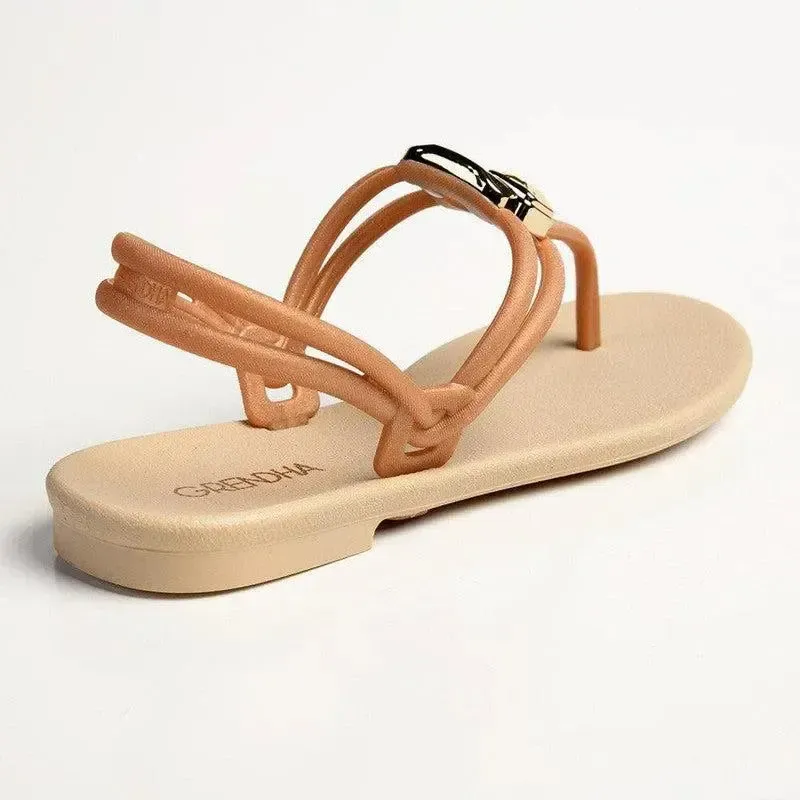 Grendha Tully Slingback Thong Sandals - Beige/Gold - Image 4