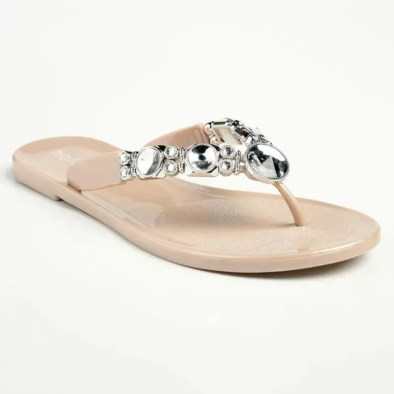 Holster Glam / Embellish Thong Sandals - Champagne - Image 3