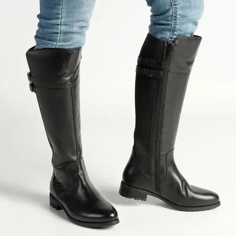 Hush Puppies Leather Arla Rider Boot - Black - Image 5