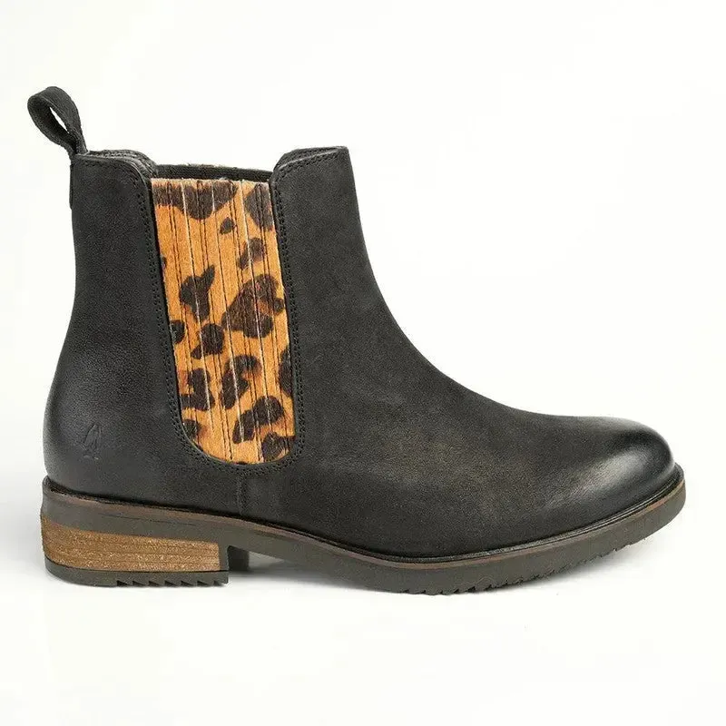 Hush Puppies Stella Leather Ankle Boot - Black/Leopard - Image 3