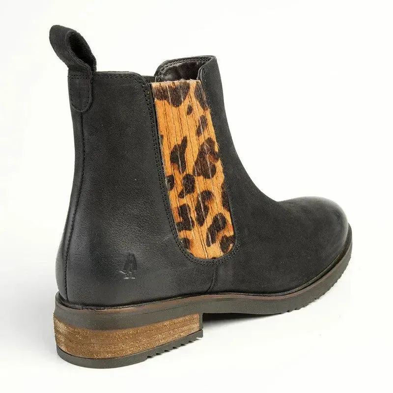 Hush Puppies Stella Leather Ankle Boot - Black/Leopard - Image 4