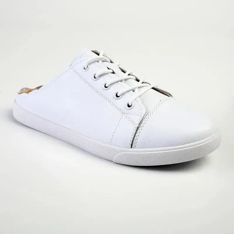 Julz Luka Leather Mule Slip On Sneaker - White - Image 3