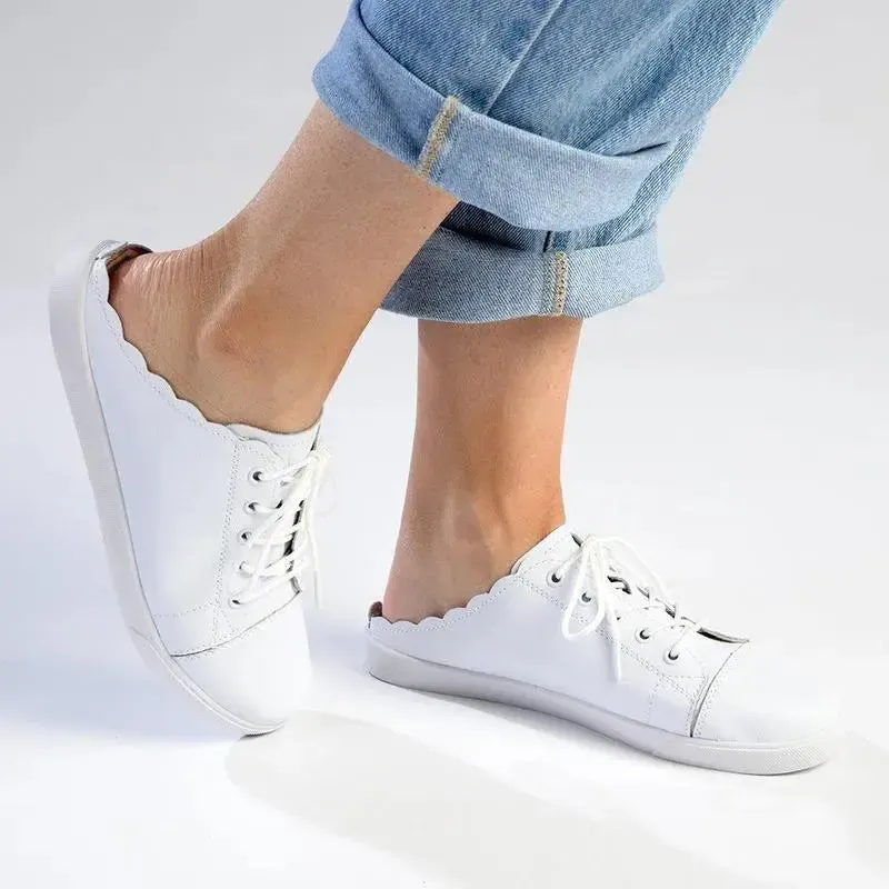 Julz Luka Leather Mule Slip On Sneaker - White - Image 5