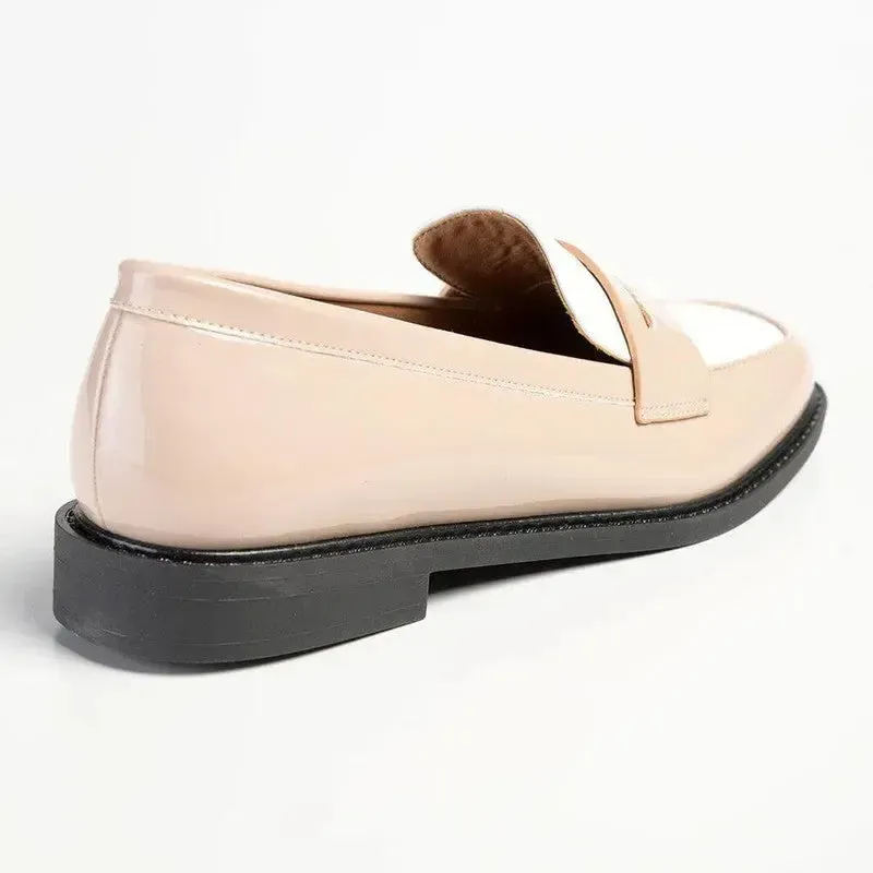 Madison Bliss 2 Tone Slip On Loafers - Nude / White - Image 4