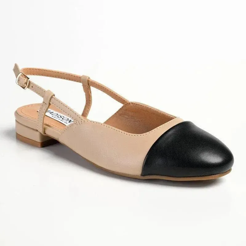 Madison Bluma 3 Low Toe Cap Slingback Pump - Black / Nude - Image 3