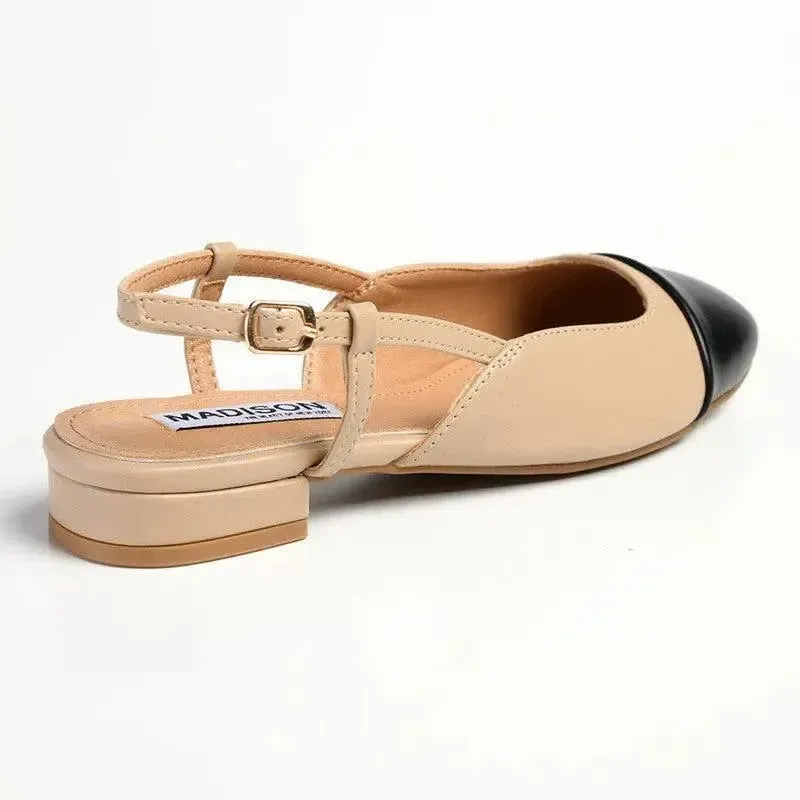 Madison Bluma 3 Low Toe Cap Slingback Pump - Black / Nude - Image 4