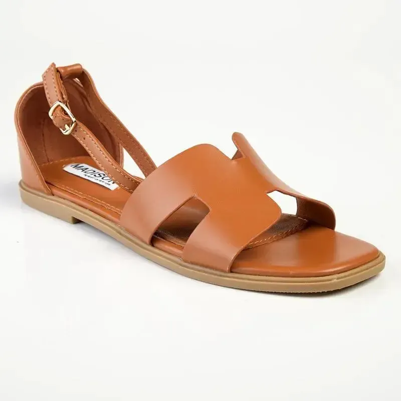 Madison Jenny H Bar Flat Sandals - Tan - Image 3