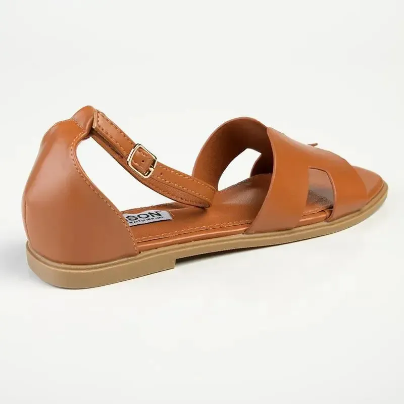 Madison Jenny H Bar Flat Sandals - Tan - Image 4