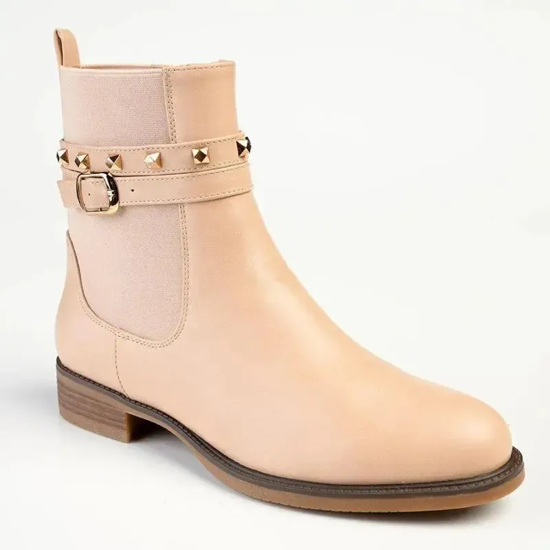 Madison Jenny Lynn Gusset Studded Ankle Boot - Nude - Image 3