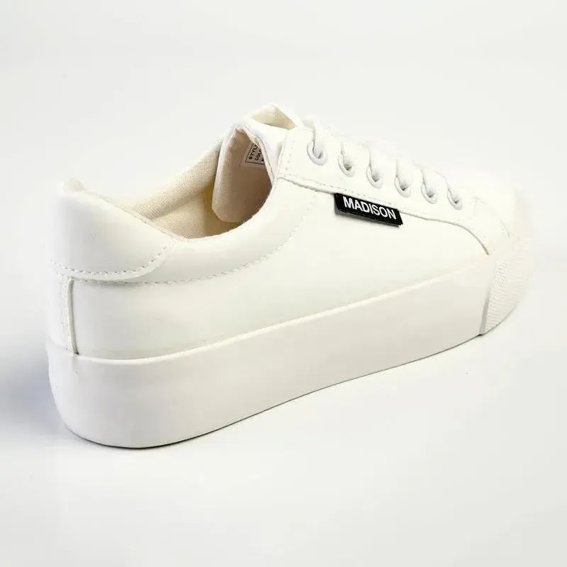 Madison Ladies Basic Lac Up Sneaker - White - Image 4