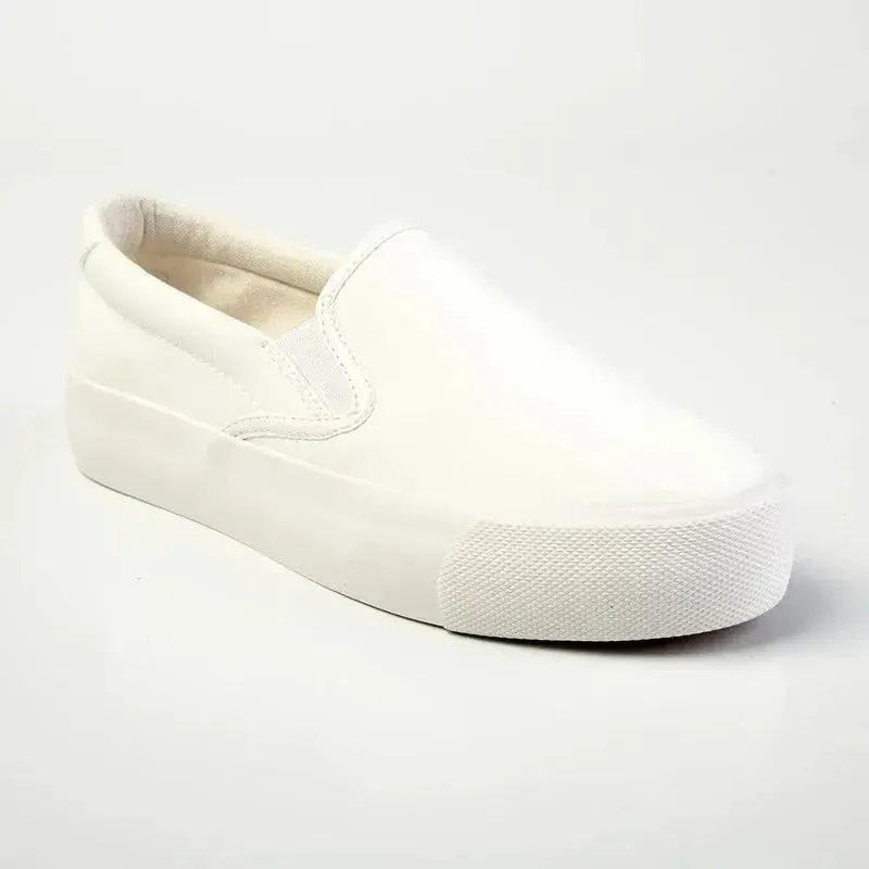 Madison Ladies Platform Slip On Sneaker - White - Image 3