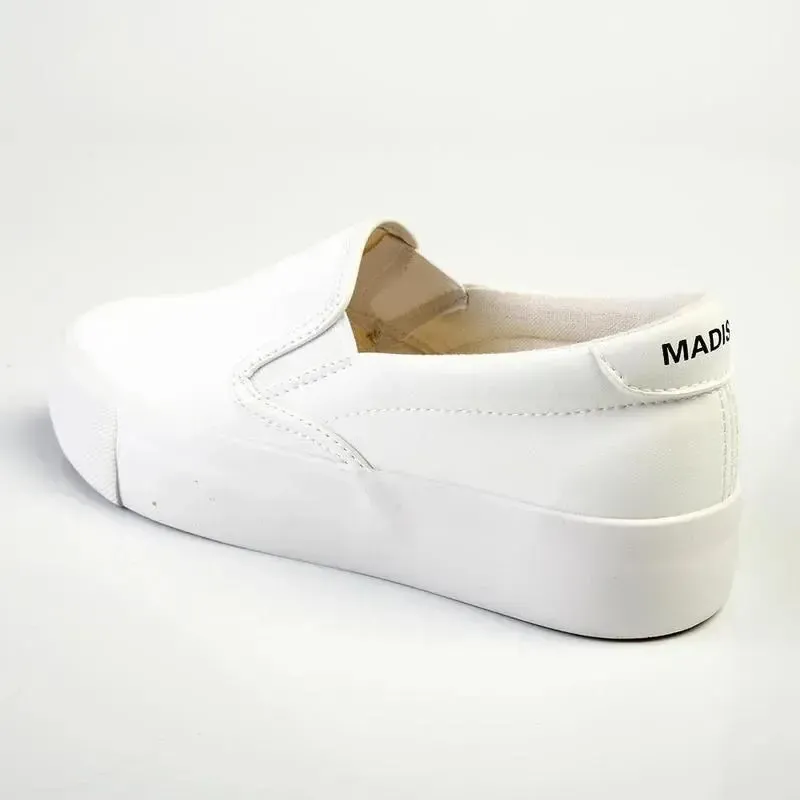 Madison Ladies Platform Slip On Sneaker - White - Image 4