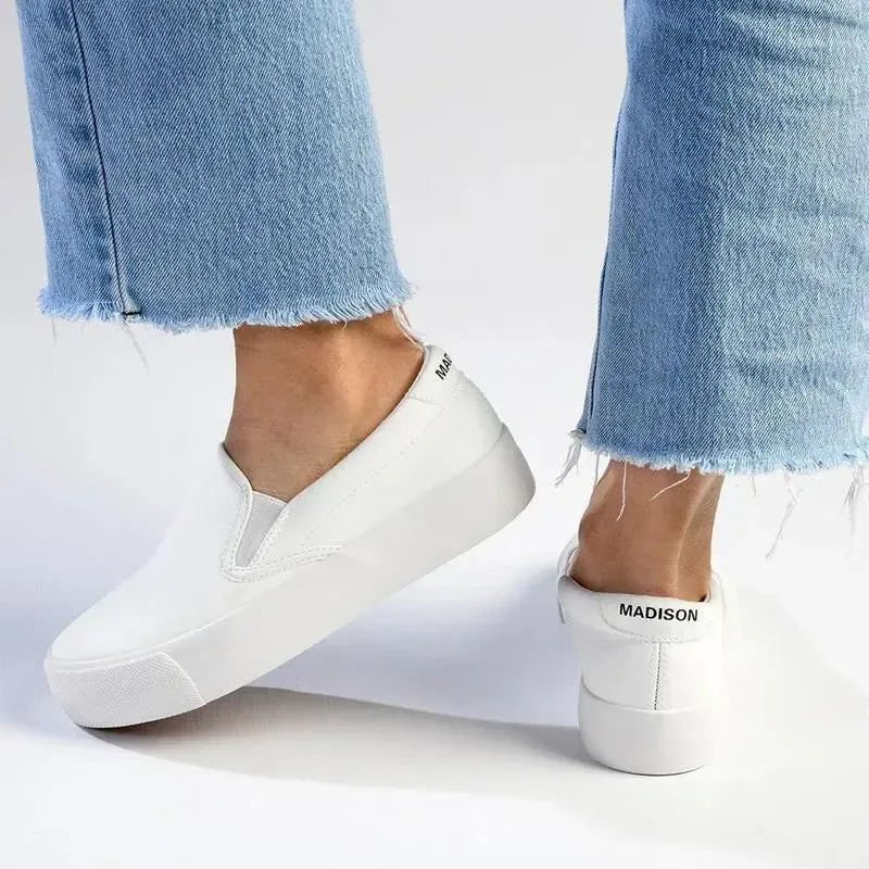 Madison Ladies Platform Slip On Sneaker - White - Image 5