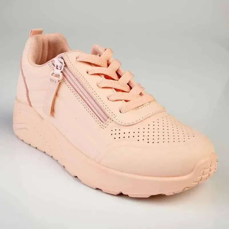 Madison Ladies Side Zip Detailed Sneaker -  Pink - Image 3