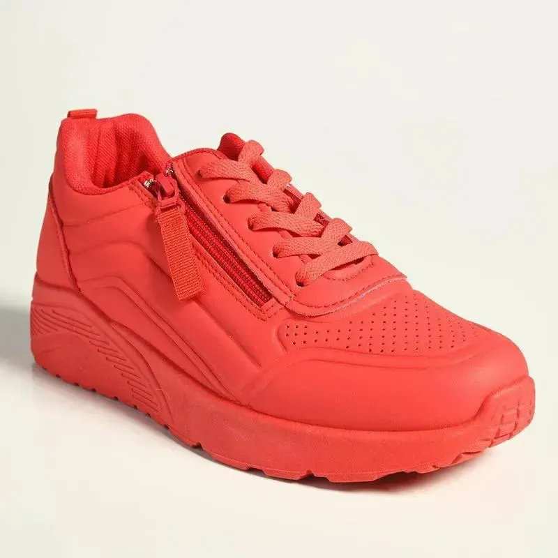 Madison Ladies Side Zip Detailed Sneaker -  Red - Image 3