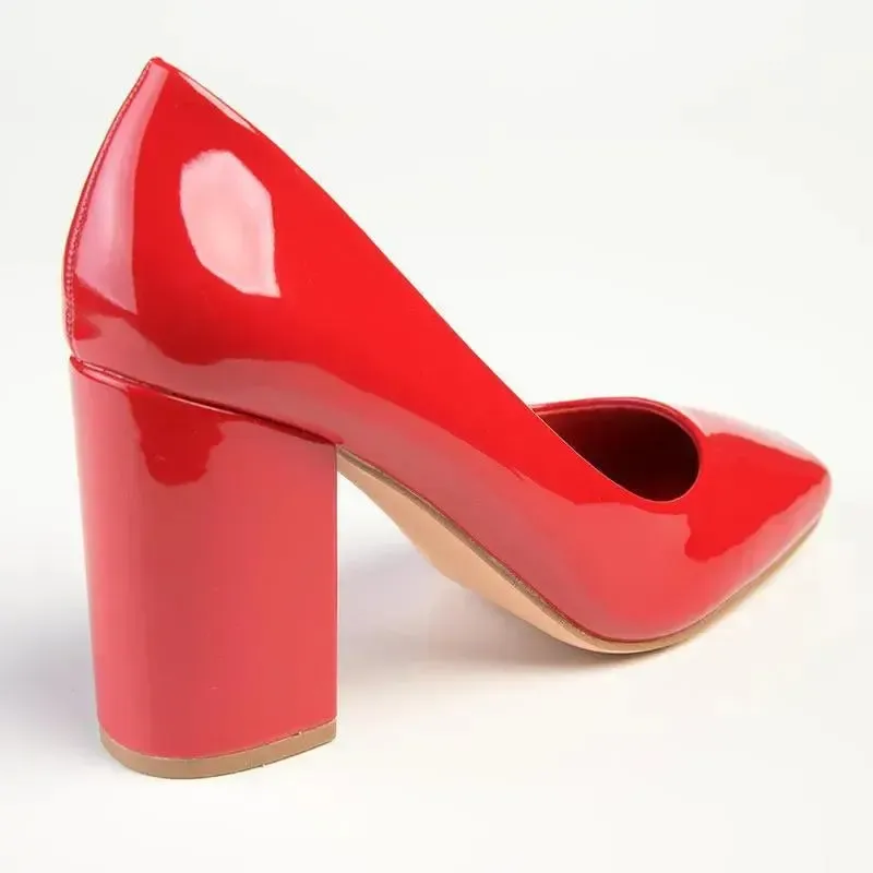 Madison Louise Block Heel Court - Dark Red - Image 4