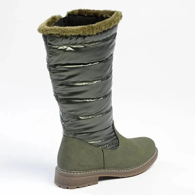Pierre Cardin Full Length Puff Boot - Olive - Image 4