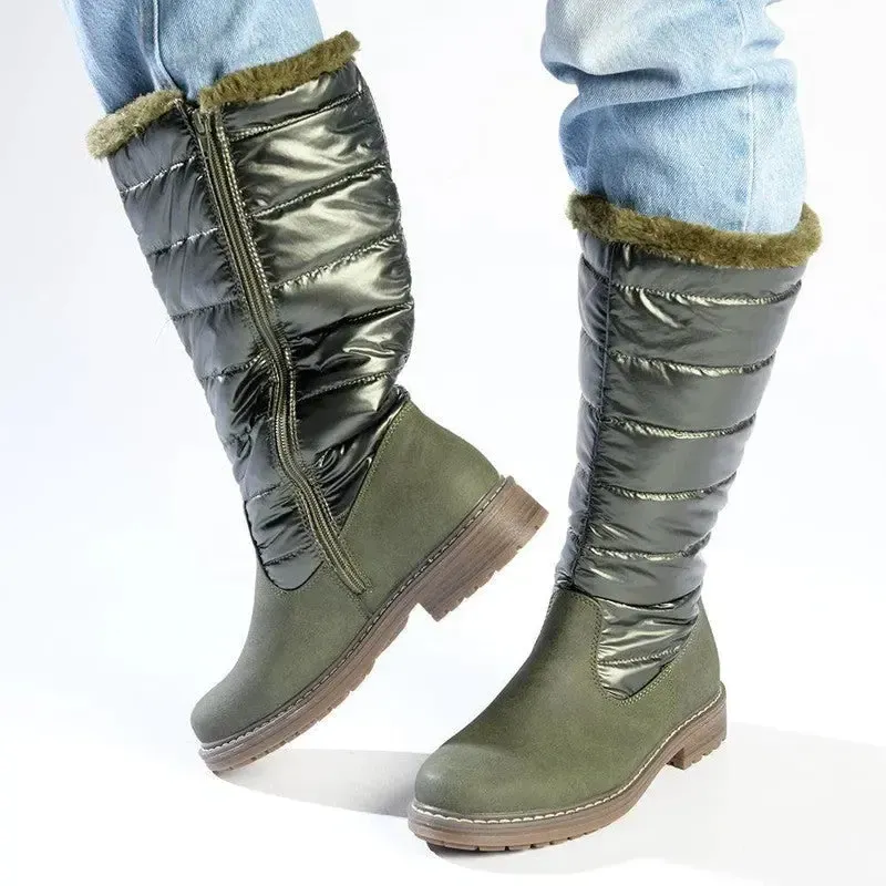 Pierre Cardin Full Length Puff Boot - Olive - Image 5