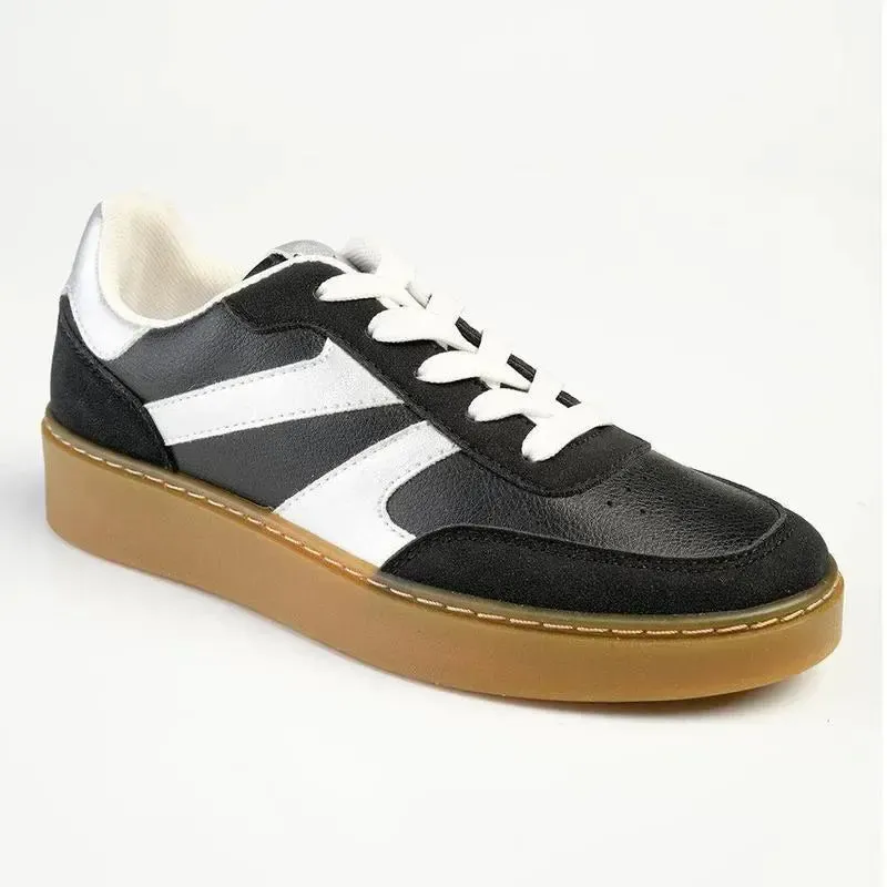 Pierre Cardin Rumba 2 Ladies Lace Up Sneaker - Black / Silver - Image 3