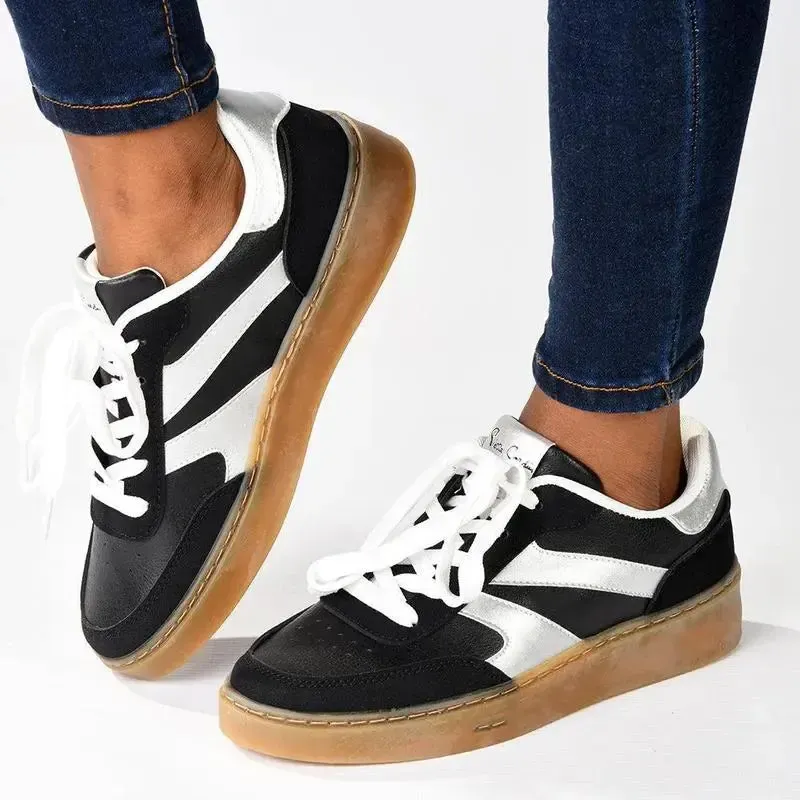 Pierre Cardin Rumba 2 Ladies Lace Up Sneaker - Black / Silver - Image 5