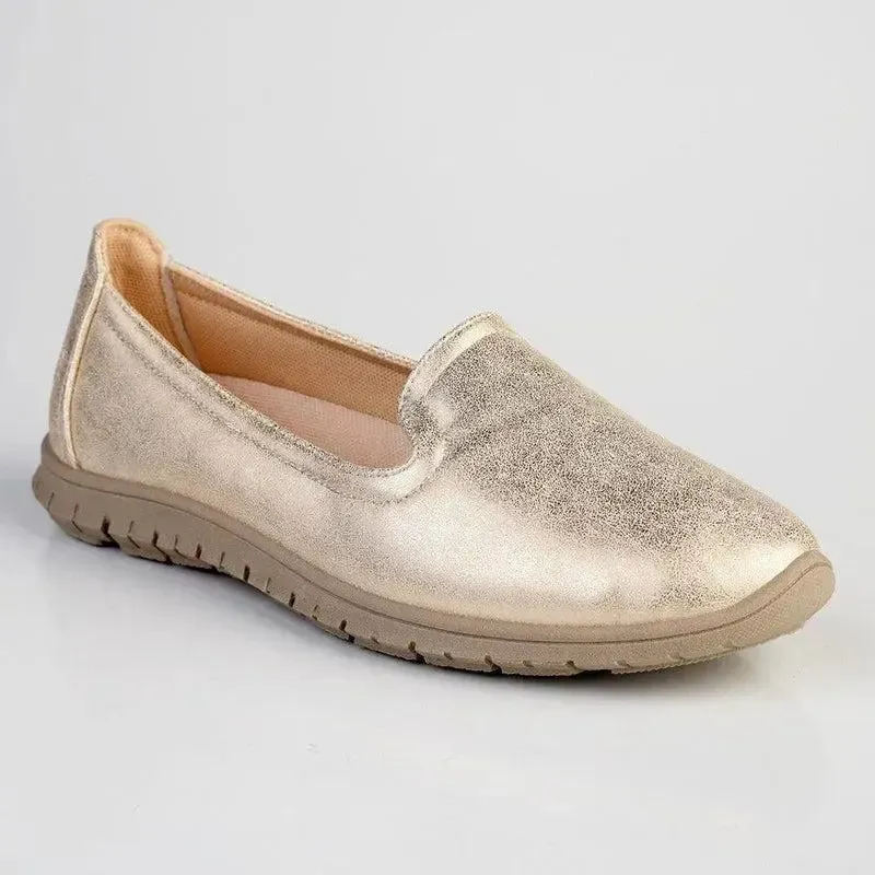 Soft Style by Hush Puppies Nan Slip-on Shimmer Loafer - Light Gold - Image 3
