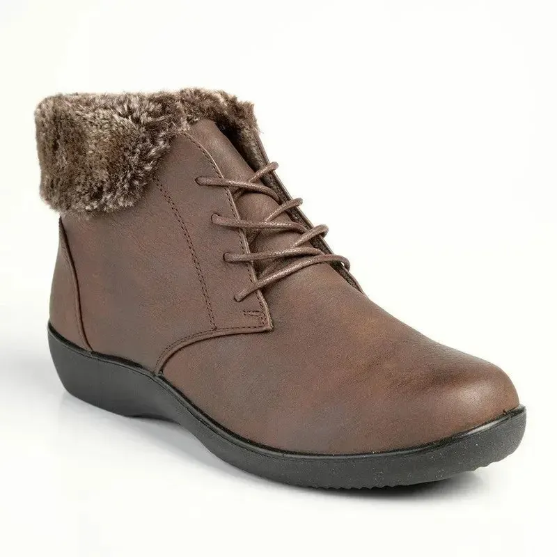 Soft Style by Hush Puppies Yuina Fur Collar Ankle Boot - Brown - Image 3