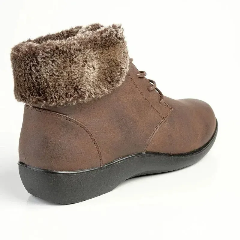 Soft Style by Hush Puppies Yuina Fur Collar Ankle Boot - Brown - Image 4